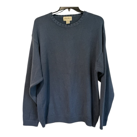 Eddie Bauer Blue Cotton Knit Crewneck Sweater Men’s XL Tall - Picture 1 of 6